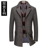 Mens Mid Length Wool Blend Overcoat Thickened Lapel Warm Fabric Stylish Design Perfect for Winter Wear Wholesale