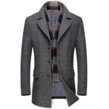 Mens Mid Length Wool Blend Overcoat Thickened Lapel Warm Fabric Stylish Design Perfect for Winter Wear Wholesale