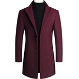 Mens Wool Blend Overcoat Casual Slim Fit Mid Length Dragon and Phoenix Pattern Autumn and Winter