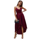 Summer Womens A Line Dress Sleeveless Short Front Long Back Solid Color Elegant Evening Wear