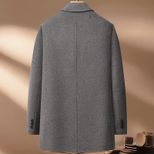 Mens Wool Jacket Thick Double Sided Fabric Stand Collar Insulated with Down Lining Autumn Winter Casual Wear