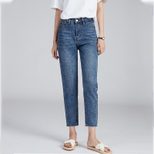 High Waist Distressed Straight Leg Jeans for Women Casual Loose Fit Spring Autumn Wear