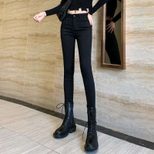 High Waist Black Skinny Jeans for Women Stretch Fabric Slim Fit Pencil Pants Spring Autumn Wear