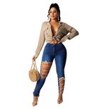 Womens Creative Tie Up Denim Jeans Casual Fit Autumn Winter Collection Available in Multiple Sizes Wholesale