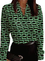 V Neck Geometric Print Long Sleeve T Shirt Womens Fashion Casual Style Comfortable Fabric Wholesale Available
