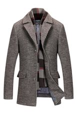 Mens Overcoat Solid Color Wool Blend Business Casual Style Long Length low MOQ custom packaging