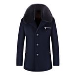 Mens Wool Blend Overcoat Warm Lined with Fur Collar Business Casual Available in Multiple Sizes Wholesale