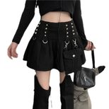 Pleated Denim Skirt with Removable Design for Women Summer Fashion Casual Streetwear