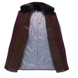 Mens Wool Blend Overcoat Mid Length Single Breasted Design Stand Collar with Fur Trim Winter Outerwear