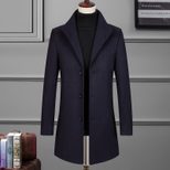 Mens Wool Blend Overcoat Single Breasted Long Length Lapel Collar Casual Style bulk order