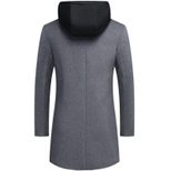 Mens Casual Wool Blend Overcoat Mid Length Removable Hood Trendy Design Versatile Outerwear for