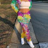Distressed Denim Jeans for Women Casual Straight Fit with Button Details Tie Dye Pattern Available in Multiple Sizes Wholesale