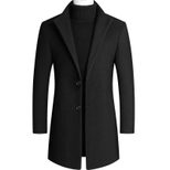 Mens Wool Blend Overcoat Casual Slim Fit Mid Length Dragon and Phoenix Pattern Autumn and Winter