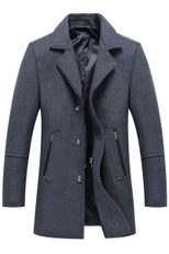 Mens Wool Overcoat Slim Fit Mid Length Business Style Warm Winter Outerwear