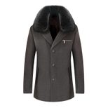 Mens Wool Blend Overcoat Warm Lined with Fur Collar Business Casual Available in Multiple Sizes Wholesale