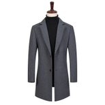 Mens Wool Blend Overcoat Single Breasted Suit Collar Thick Warm Winter Coat Multiple Sizes