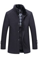 Mens Overcoat Slim Fit Thickened with Large Fur Collar Business Casual Available in Multiple Sizes Wholesale