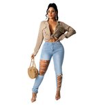 Womens Creative Tie Up Denim Jeans Casual Fit Autumn Winter Collection Available in Multiple Sizes Wholesale