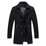 Mens Wool Overcoat Slim Fit Mid Length Business Style Warm Winter Outerwear