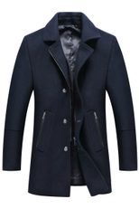 Mens Wool Overcoat Slim Fit Mid Length Business Style Warm Winter Outerwear
