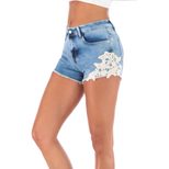 Womens High Elasticity Summer Shorts with Embroidery Lace Plus Size Casual Wear
