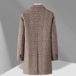Mens Mid Length Plaid Wool Blend Overcoat Thickened Warm Stylish Perfect for Autumn and Winter Wholesale Availab