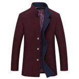 Mens Wool Blend Overcoat Slim Fit Stand Collar Thickened Design Autumn Winter Wear