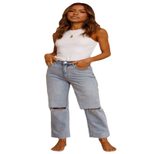 High Waist Ripped Straight Leg Jeans for Women Light Color Casual Autumn Winter Wear