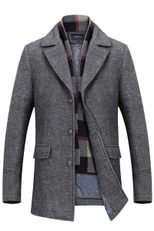 Mens Overcoat Solid Color Wool Blend Business Casual Style Long Length low MOQ custom packaging
