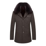 Mens Wool Blend Overcoat Warm Lined with Fur Collar Business Casual Available in Multiple Sizes Wholesale