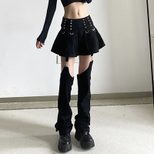 Pleated Denim Skirt with Removable Design for Women Summer Fashion Casual Streetwear