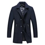 Mens Wool Overcoat Slim Fit Mid Length Business Style Warm Winter Outerwear