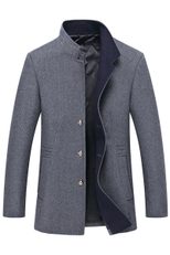 Mens Wool Blend Overcoat Slim Fit Stand Collar Thickened Design Autumn Winter Wear