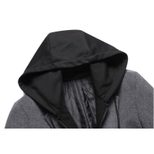 Mens Casual Wool Blend Overcoat Mid Length Removable Hood Trendy Design Versatile Outerwear for