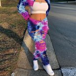 Distressed Denim Jeans for Women Casual Straight Fit with Button Details Tie Dye Pattern Available in Multiple Sizes Wholesale