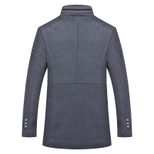 Mens Wool Blend Overcoat Mid Length Single Breasted Design Stand Collar with Fur Trim Winter Outerwear
