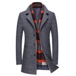 Mens Mid Length Wool Blend Overcoat Thickened Lapel Warm Fabric Stylish Design Perfect for Winter Wear Wholesale