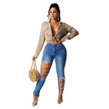 Womens Creative Tie Up Denim Jeans Casual Fit Autumn Winter Collection Available in Multiple Sizes Wholesale