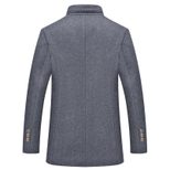 Mens Wool Blend Overcoat Slim Fit Stand Collar Thickened Design Autumn Winter Wear