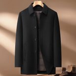 Mens Wool Jacket Thick Double Sided Fabric Stand Collar Insulated with Down Lining Autumn Winter Casual Wear