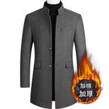 Mens Wool Blend Overcoat Casual Slim Fit Mid Length Dragon and Phoenix Pattern Autumn and Winter
