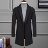 Mens Wool Blend Overcoat Single Breasted Suit Collar Thick Warm Winter Coat Multiple Sizes