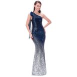 Evening Dress for Women One Shoulder Sequin Long Gown Summer Party or Ball