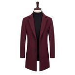 Mens Wool Blend Overcoat Single Breasted Suit Collar Thick Warm Winter Coat Multiple Sizes