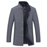 Mens Wool Blend Overcoat Slim Fit Stand Collar Thickened Design Autumn Winter Wear