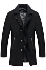 Mens Wool Overcoat Slim Fit Mid Length Business Style Warm Winter Outerwear