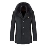 Mens Wool Blend Overcoat Warm Lined with Fur Collar Business Casual Available in Multiple Sizes Wholesale