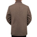 Mens Fleece Lined Overcoat with Removable Fur Collar Mid Length Warm Jacket Winter Outerwear