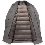 Mens Wool Jacket Thick Double Sided Fabric Stand Collar Insulated with Down Lining Autumn Winter Casual Wear