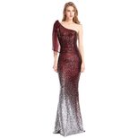 Evening Dress for Women One Shoulder Sequin Long Gown Summer Party or Ball
